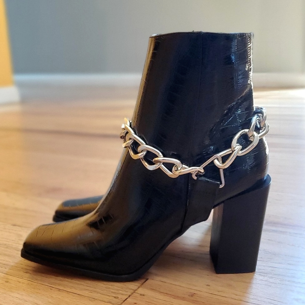 Black Heeled Booties w/ Chains